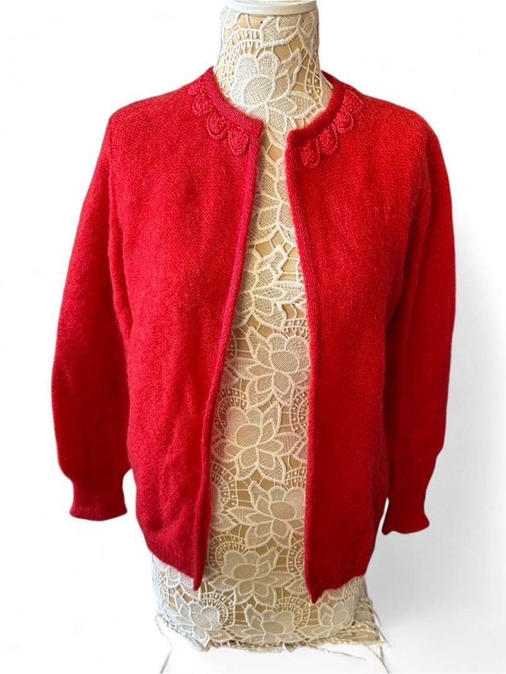 Sendra Bright Red Knit Top with Branded Label